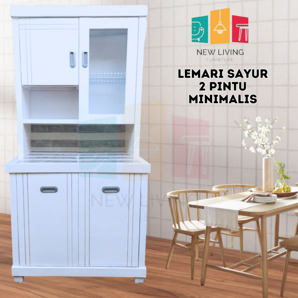 NL - Lemari sayur 2 pintu lemari rak piring dapur minimalis  Lemari Sayur 2 Pintu Kayu Multiplek