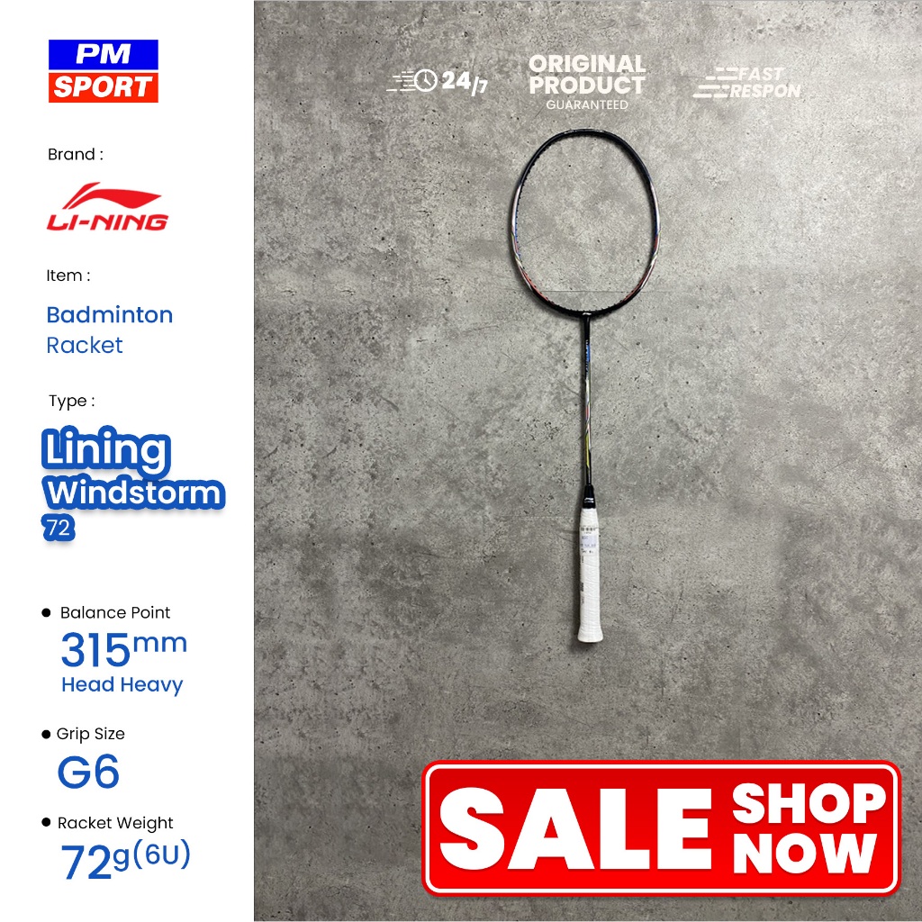 RAKET BADMINTON / BULUTANGKIS LINING WINDSTORM 72 - BLACK/BLUE