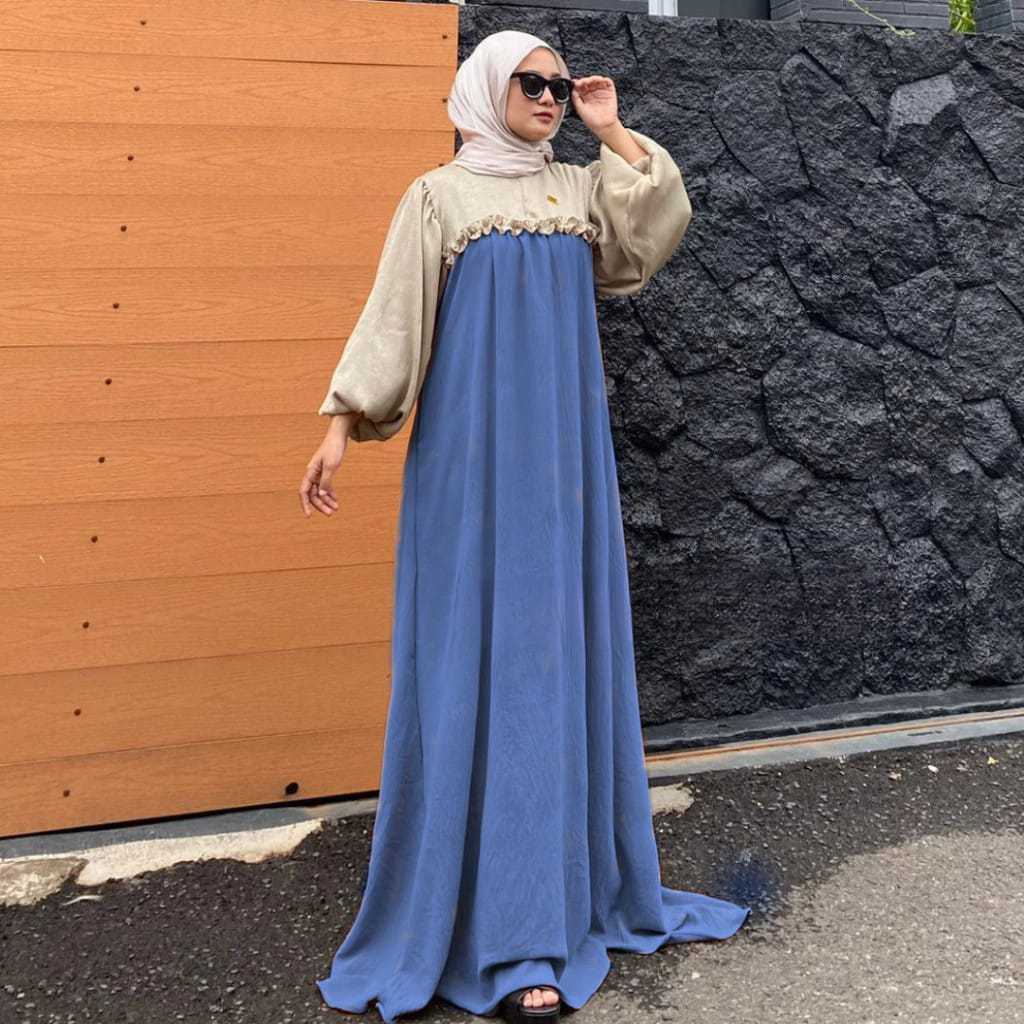 SABRINA MAXY DRES Gamis Terbaru bahan CRINKLE Baju Gamis wanita viral tiktok simple elegan kekinian 