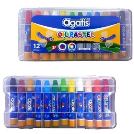 

AGATIS ECO PASTEL KRAYON OIL PASTELS JUMBO HEXAGONAL SHAPE WITH TRIANGULARTIP 12 COLORS PP PLASTIC BOX tanpa HANGER - in SET