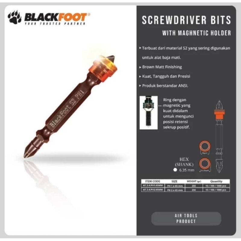 BlackFoot Mata Bor Obeng Baja Ringan PH2 65mm