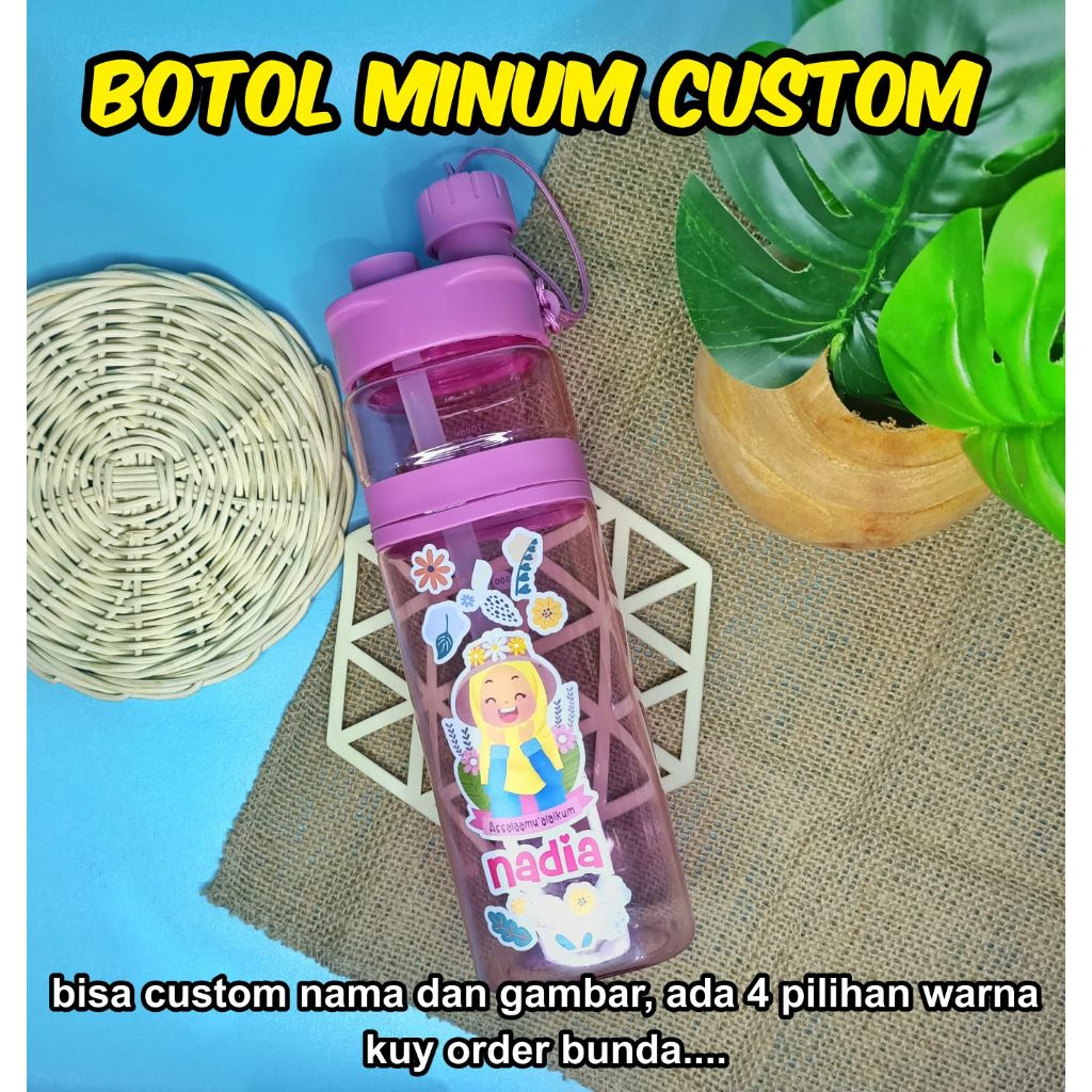 Botol Minum Anak Custom Nama Tumbler Nama & Gambar Botol Sport