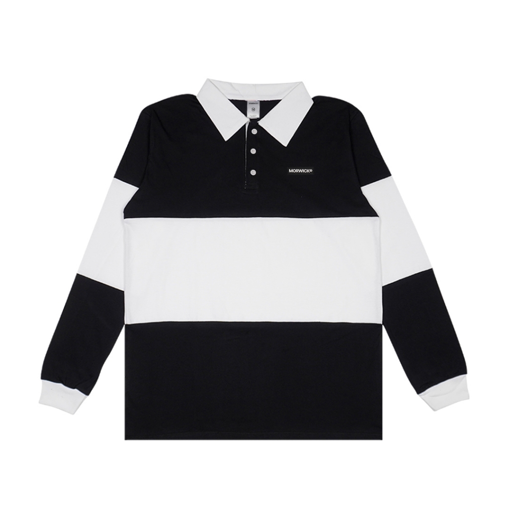 MORWICK - Kaos Polo Shirt Long Sleeve Lengan Panjang Pria - Rugby Pria Candid - Hitam