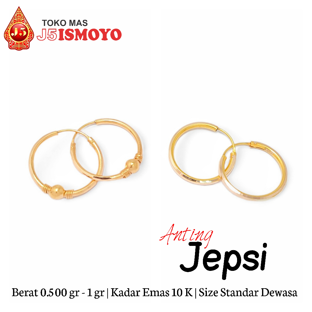 Anting Emas 10K Kolong Polos Simple Jepsi J5 Ismoyo