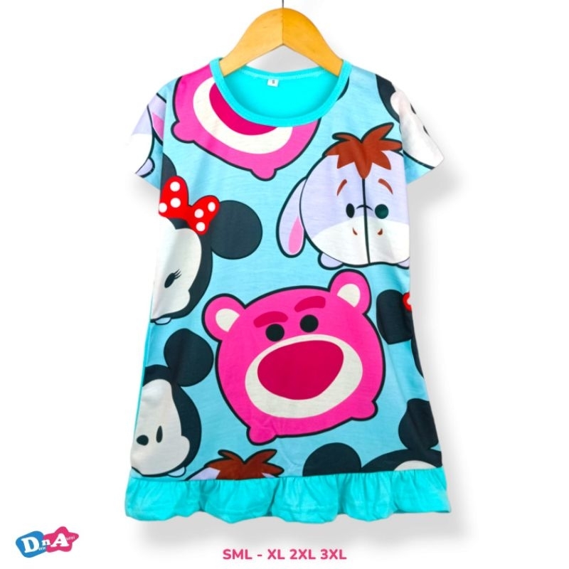 BAJU TIDUR DASTER ANAK PEREMPUAN LOTSO DEDINA SML XL-3L
