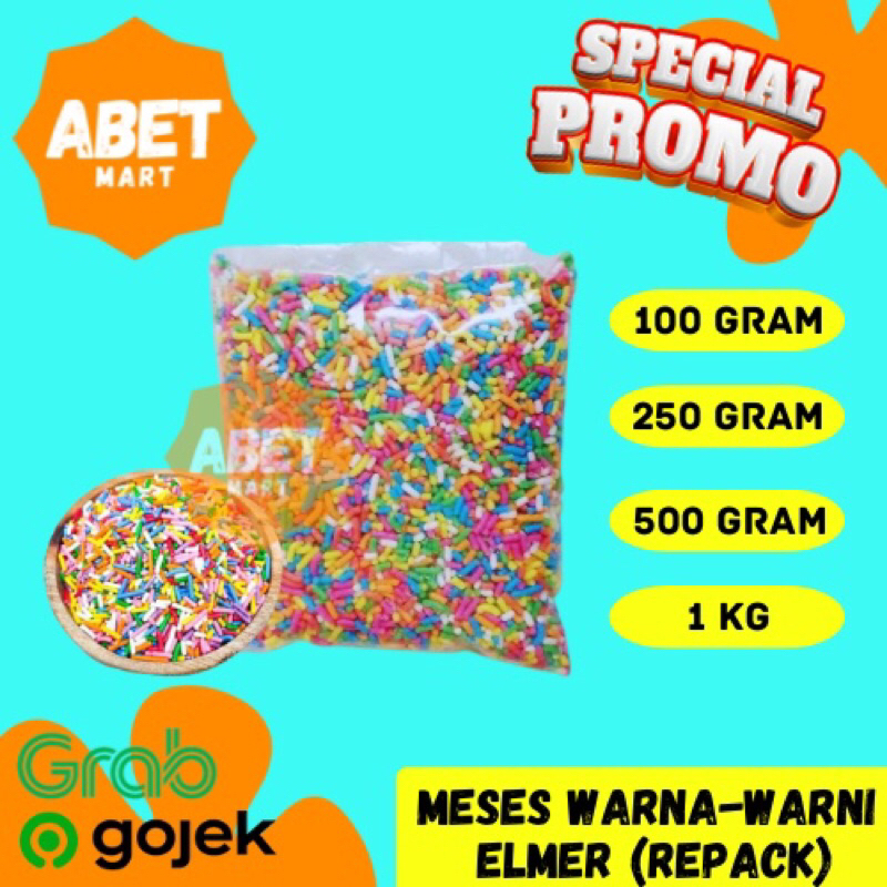 

Meses Elmer Warna Warni Repack 100 250 500 Gr - Meises Topping Coklat 100g 250g 500g Gram