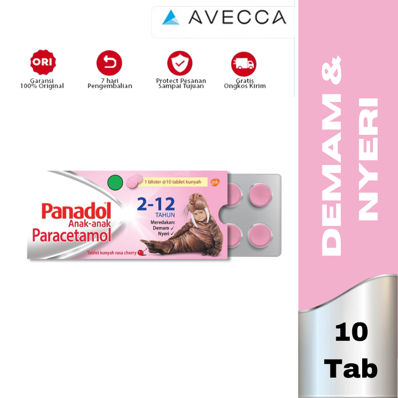 Panadol Anak Chew Cherry 10 Tablet / Panadol Anak / Paracetamol / Pereda Nyeri