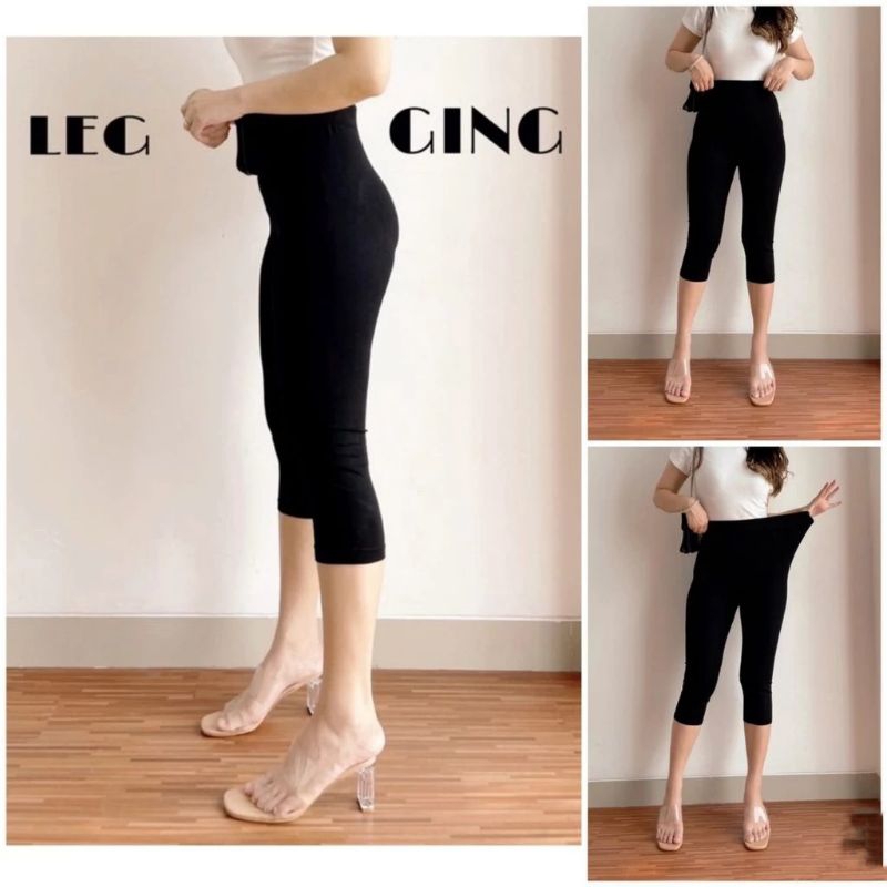 Legging HW 7/8 Polos Import / Legging Tebal Wanita