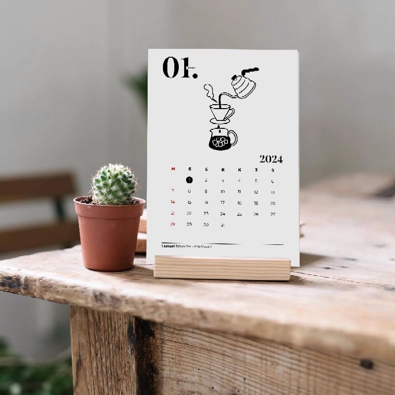 

2024 Desk Calendar Aesthetic Coffee Shop | Kalender Meja Aesthetic Tema Kedai Kopi Tahun 2024