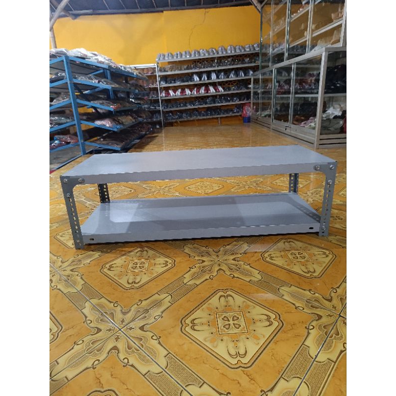 RAK BESI, RAK BESI SIKU LUBANG 2SUSUN TEMPAT TV PS sepatu dll