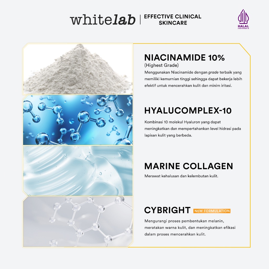 Whitelab N10-Dose+ Intense Brightening Serum Niacinamide 10% - Serum Pencerah Wajah Intensif Dengan Niacinamide, Hyaluronic & Collagen [BPOM] Image 4
