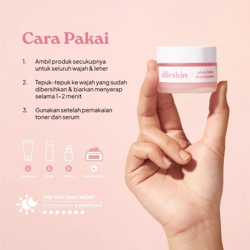 Dorskin Pink Bliss Moisturizer Brightening-Pelembab Wajah Pencerah pagi dan malam