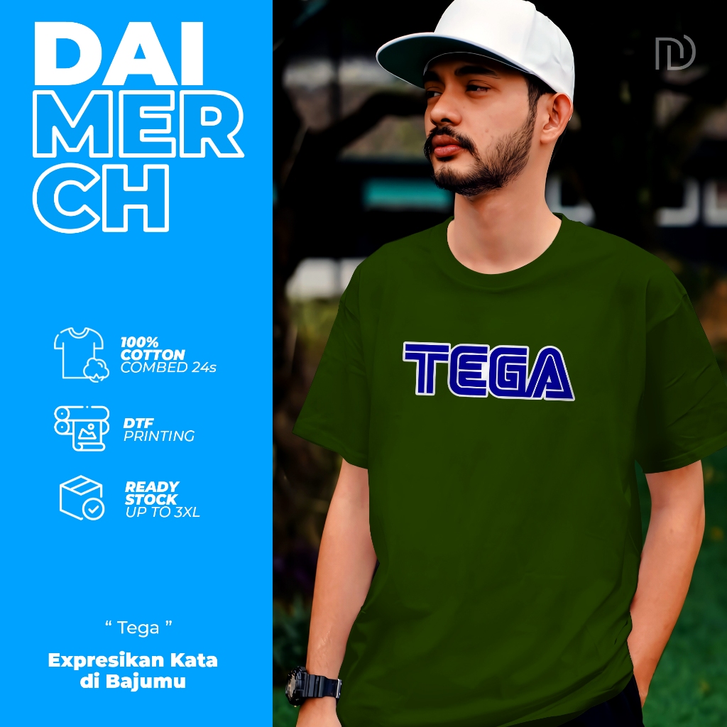 Daimerch - Kaos Baju Pria Cowok Distro Plesetan Brand Lengan Pendek Custom Combed 24s - Tega - Unise