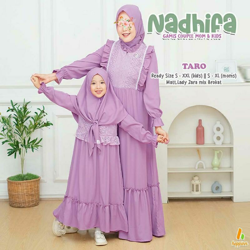 (Bisa couple mom etalase terpisah) Set Gamis anak Nadhifa ori by Heppinn/Gamis syari Lebaran rekomen