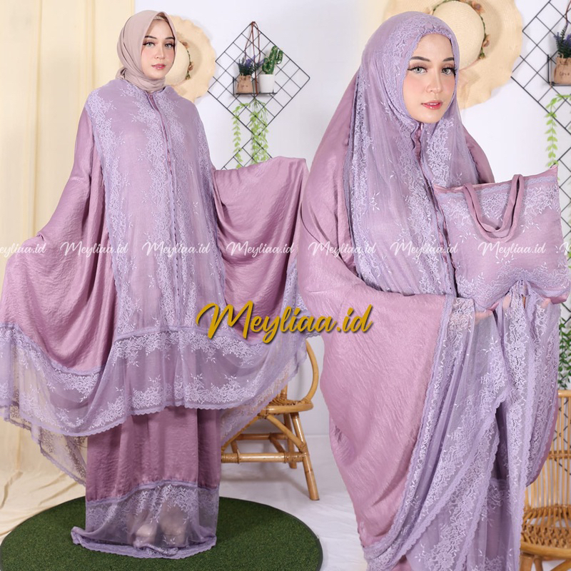 Mukena Dewasa Santorini Renda KD Silky Premium / Mukena Santorini Jumbo