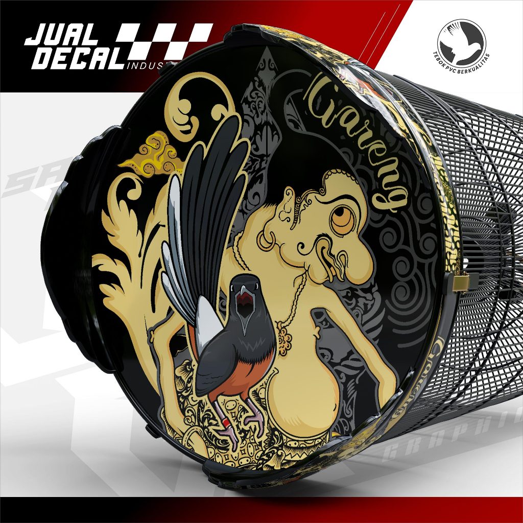 Stiker Sangkar Murai Custom WAYANG PUNAKAWAN GARENG Decal Tebok Anis Kacer Variasi