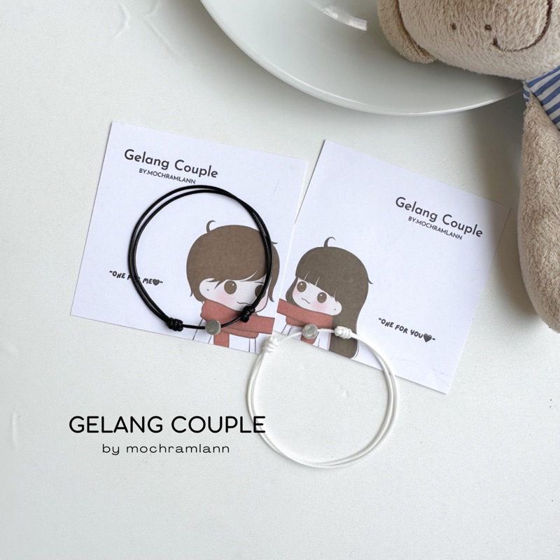 Gelang Couple Liontin Bulat Gepeng Silver | Gelang Couple | Gelang Tali | Gelang Couple Tali Hitam P