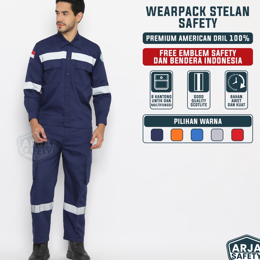 Diskon ARJA SAFETY  FREE LOGO SAFETY  BENDERA  Wearpack Setelan Safety Baju Setelan Safety Baju Sete