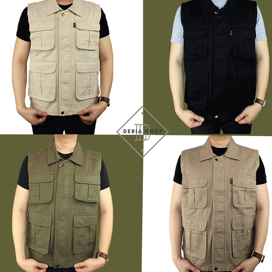 modelTipe IRN154 Rompi Outdoor Casual Safety Pria Polos Kanvas Twill Body Vest Gunung Tactical Lapan