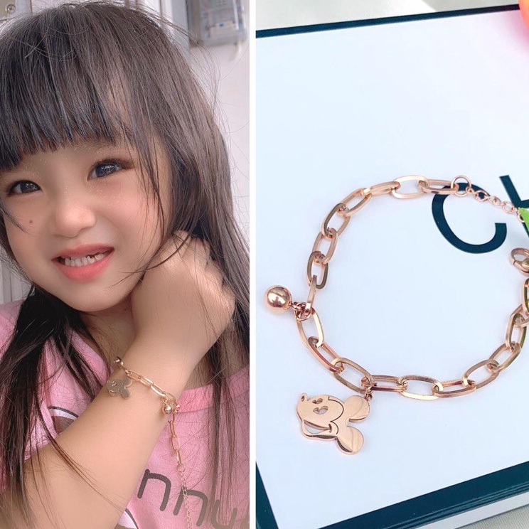Gelang rante Mickey Dewasa Dan Anak titanium asli Anti karatan gelang anak titanium