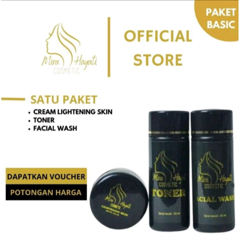 Mira Hayati Skincare MH Cosmetic  Paket Basic Toner Facial Wash Cream Original Bpom