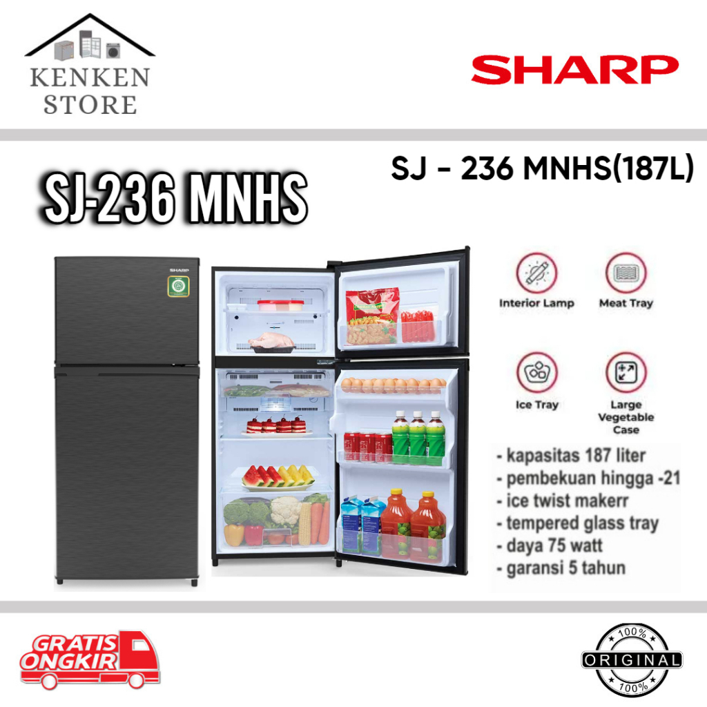 KULKAS SHARP 2 PINTU SJ-236MNHS KIREI SERIES