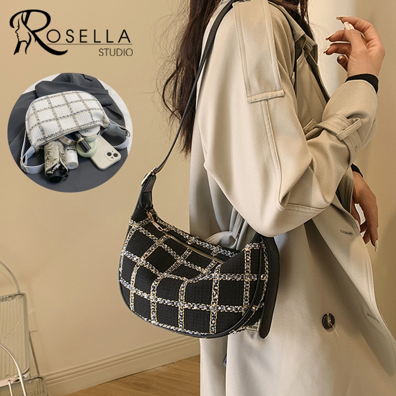 Lingge Tweed Dumpling Bag Musim Gugur dan Musim Dingin Mode Baru Tas Salib Miring Tas Bahu Kotak-kot