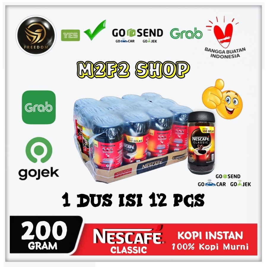 

Nescafe Coffee Classic Jar Kopi Hitam Instan Murni Botol Kaca - 200 gr Kemasan Karton (Khusus Bluebird/Gojek/Grab)