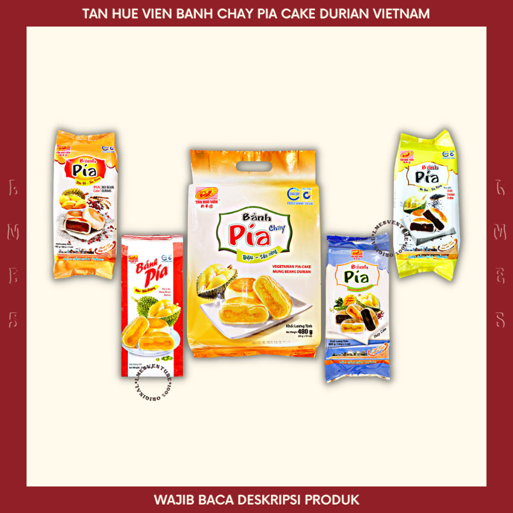 

Banh Pia Chay Pia Cake Durian Vietnam 400g Bakpia Durian Tan Hue vien