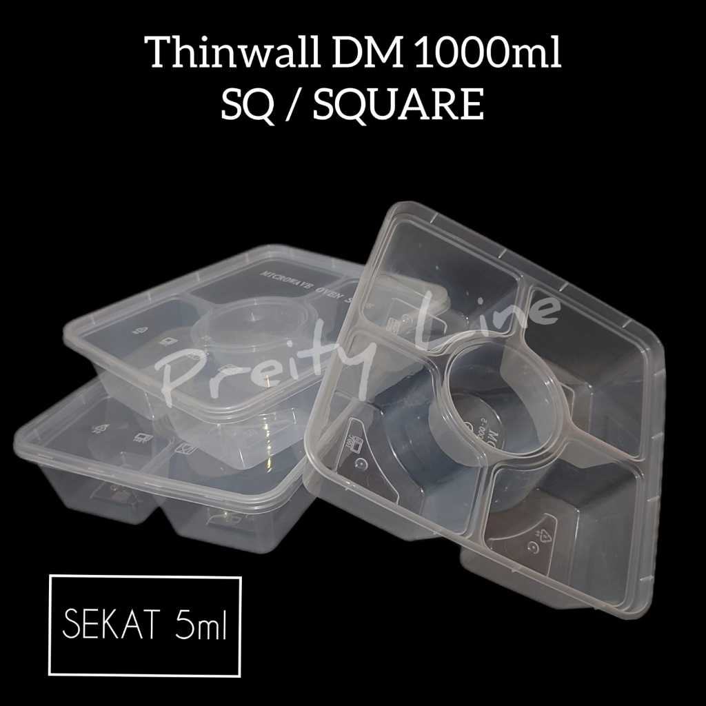 Thinwall DM 1000mL SEKAT 5ml  (SQ / SQUARE) / Kotak Makan @25pcs
