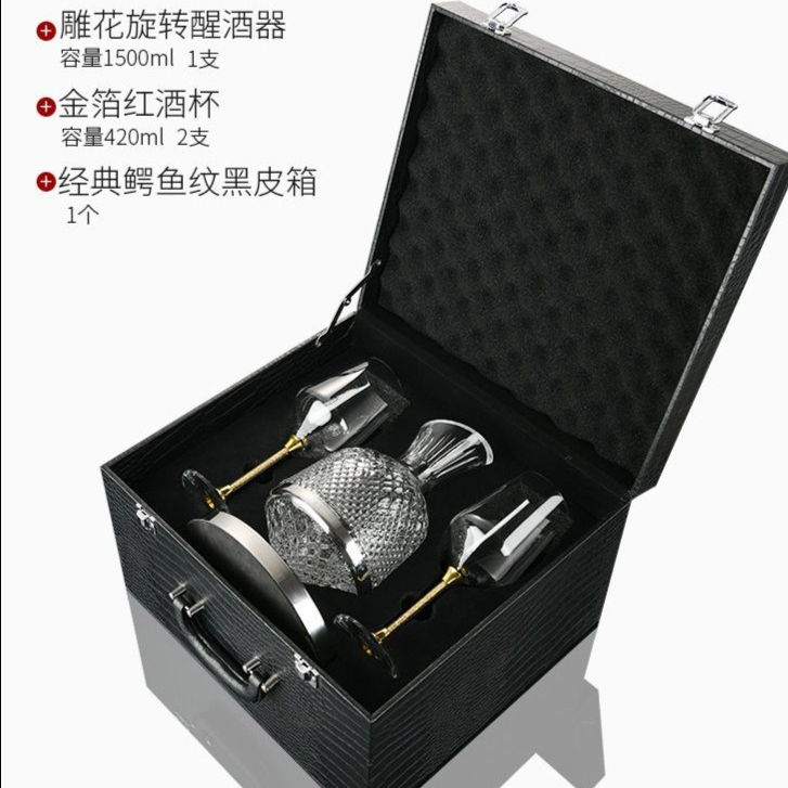 Gold Set 2Pcs Gelas Wine Kristal With Box / Crystal D'auqares Gelas Wine