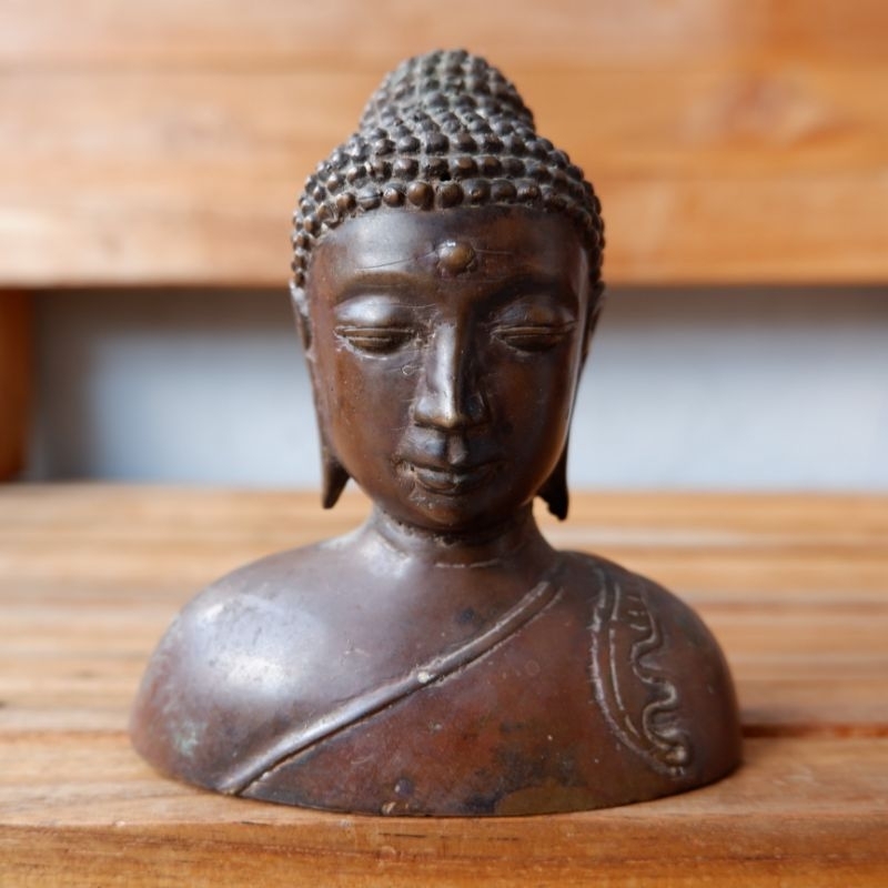 patung budha perunggu setengah badan jadul vintage antik