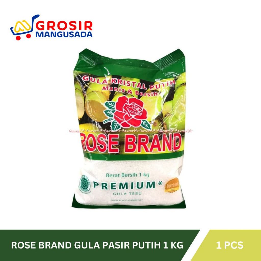 GROSIR Rose Brand Gula Pasir Putih 1kg Gula Pasir 1 dus isi 20pcs