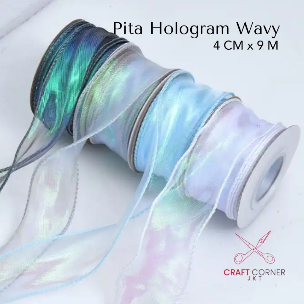 

[ROLL] 4 cm X 9 meter Pita Hologram Fishtail Korea Buket - Bunga Hadiah Cake