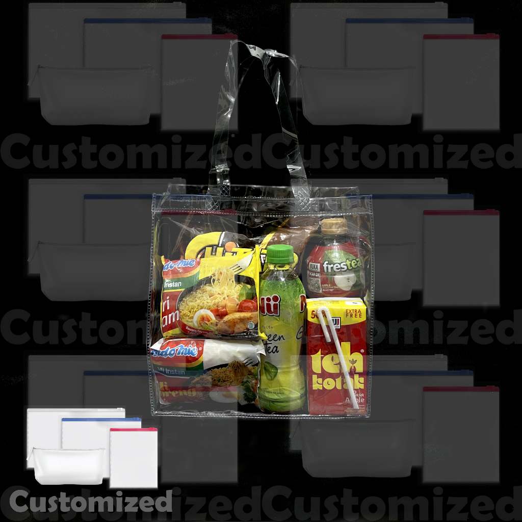 0.10 GROSIR DIATAS 100 PCS SIZE (M) Tas Mika PVC Polos Goodie bag hampers souvenir tebal super benin
