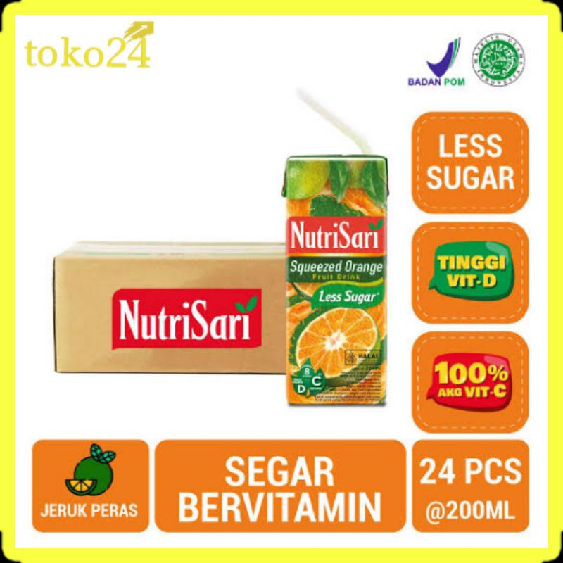 

Nutrisari Squeezed Orange Less Sugar 200 ml 1 Dus isi 24