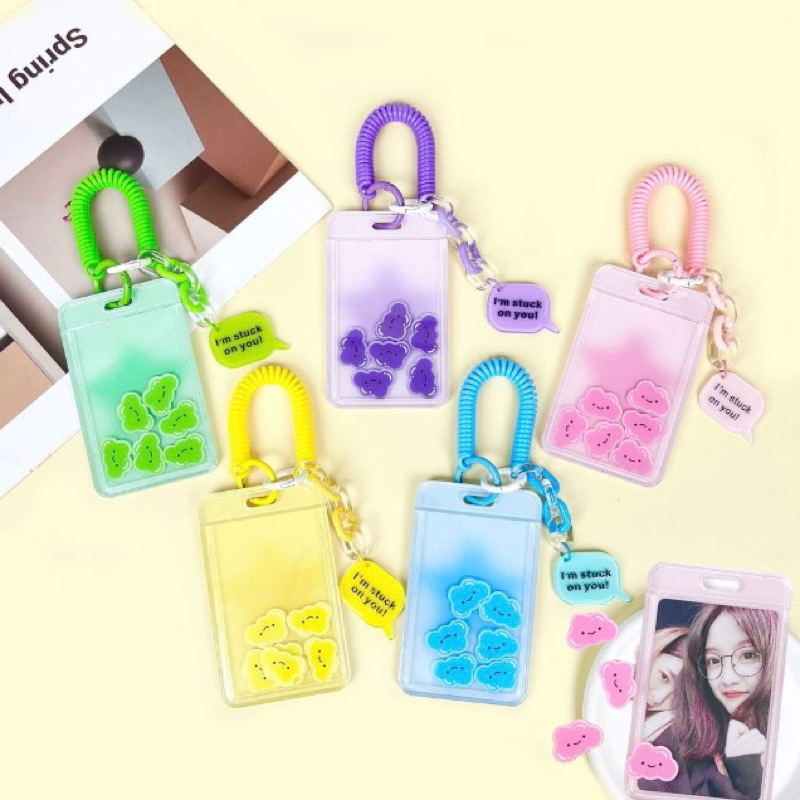 

Ready ! Clouds ID card Poca Holder Gantungan Awan Acrylic Keyring Keychain Gantungan Tempat Foto Kartu