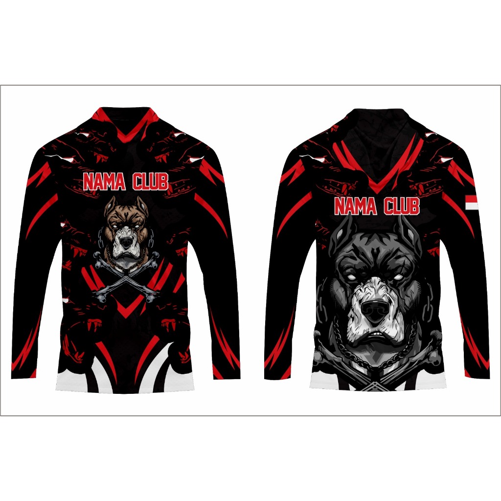 JERSEY BAJU BERBURU HUNTING MOTIF ANJING PITBULL FREE NAMASET