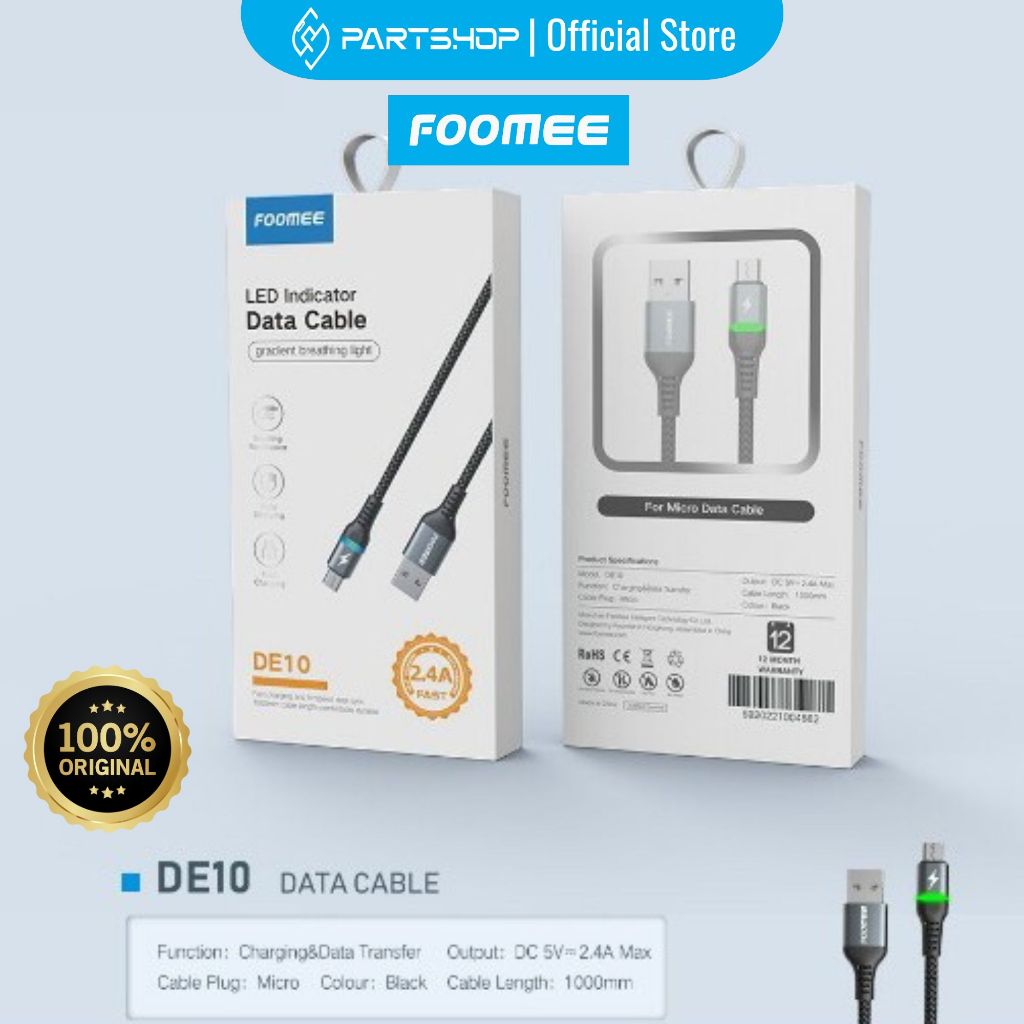 Foomee DE10 Kabel Data For Android Black