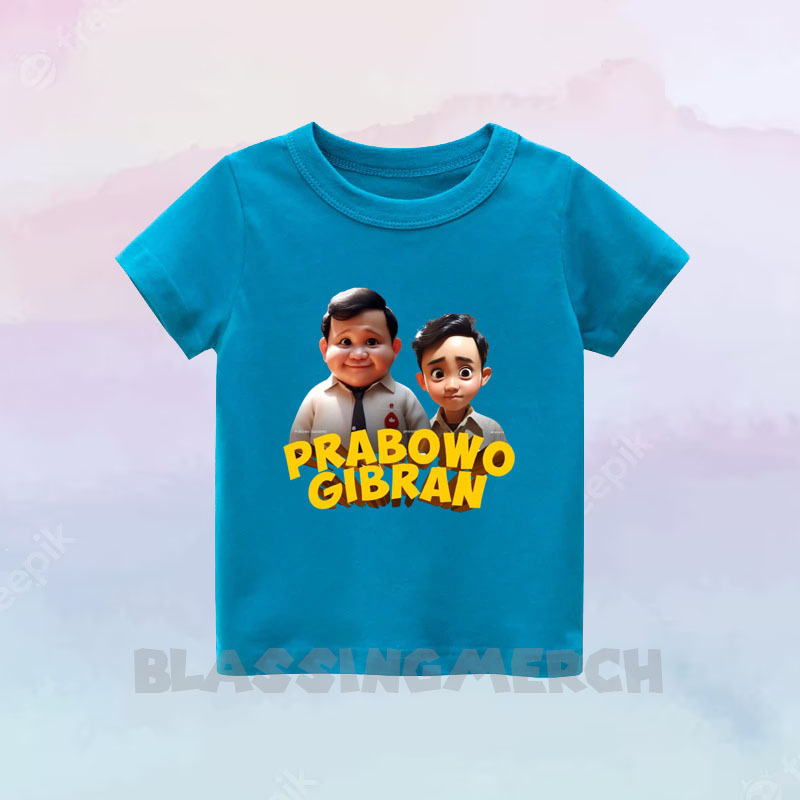 Kaos Prabowo Gibran Gemoy Anak/Baju Anak Gemoy Gambar Prabowo Gibran