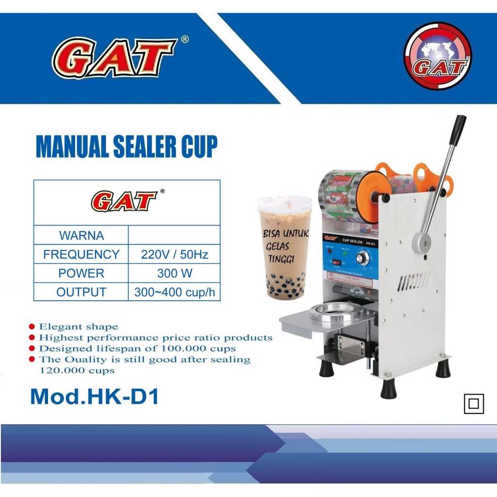 GAT MANUAL SEALER CUP / ALAT PRES TEH POCI / Mesin Cup Sealer Semua Ukuran Cup / Mesin Press Gelas P