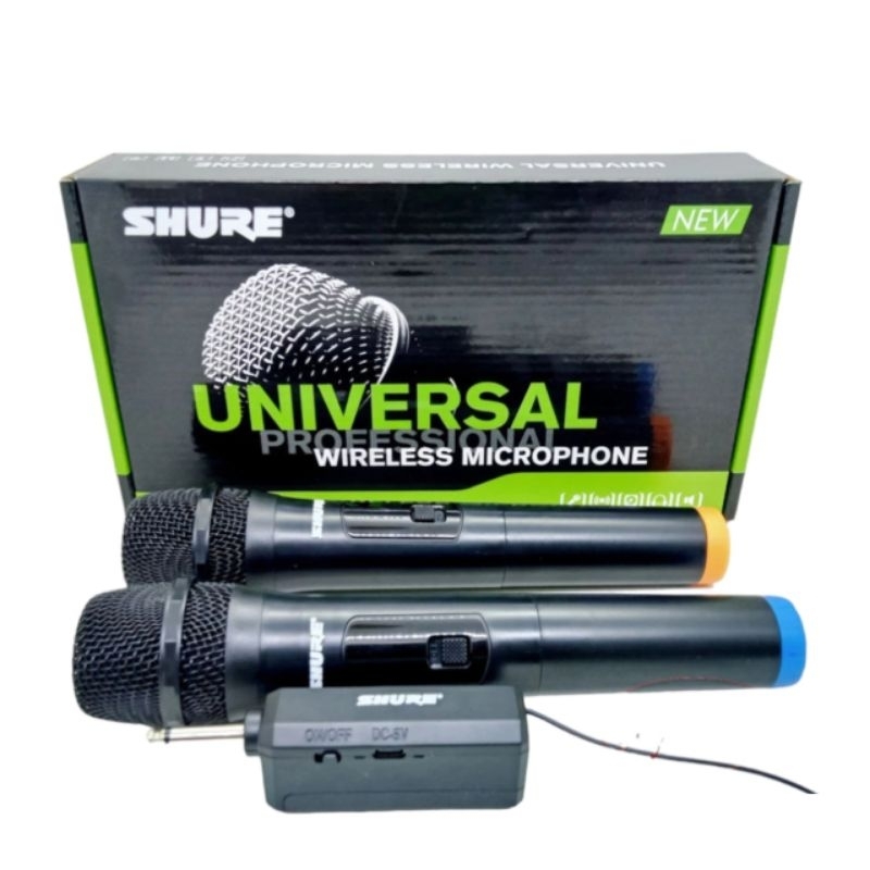 Mic Wireless Profesional Shure Universal 2 Pagang Cocok Untuk Vocal Karaoke