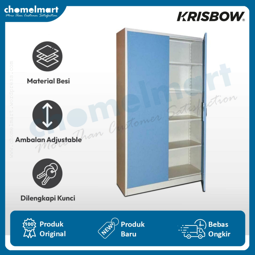 Krisbow Lemari Arsip Kantor Besi 2 Pintu – Biru