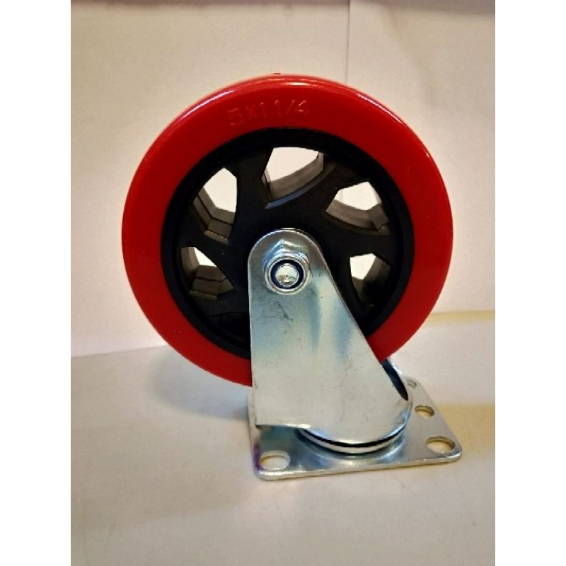 Roda Troli 4 inch - 5 inch velg racing RHJ-TW caster germany.bahan PVC warna merah.