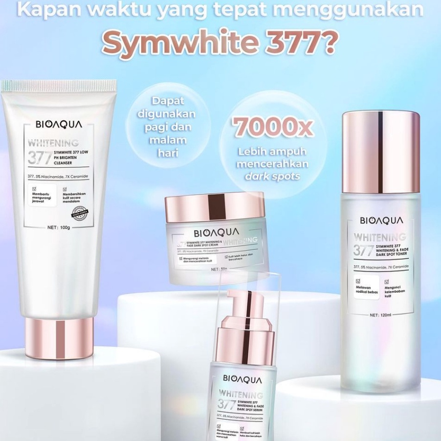Kode VMG272 BIOAQUA SymWhite 377 Whitening  Fade Dark Spot Paket Skincare Set With Flek Hitam Serum 