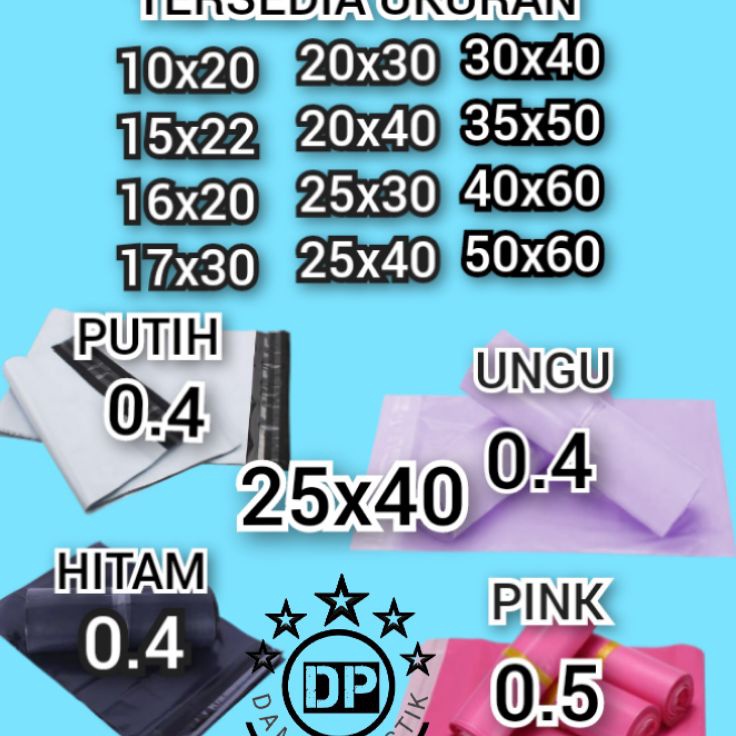 

Laris Kantong Plastik Packing PE 25x4CM Olshop Polymailer Hitam Putih Pink 25x4 Amplop ungu