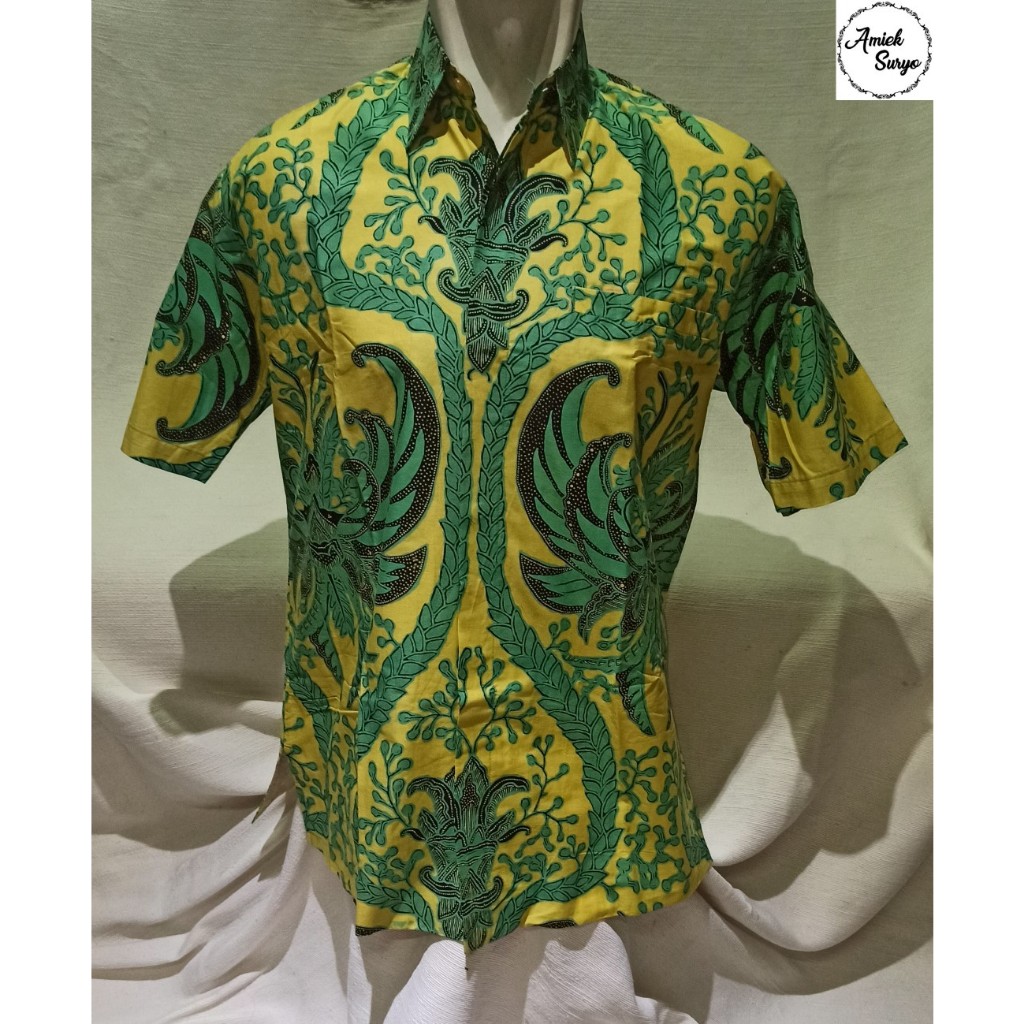 Kemeja Batik Pria Lengan Pendek Kuning KPB3