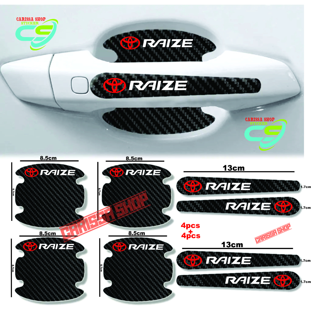 Stiker Sticker stiker pengaman handle raize stiker karbon 3d pelindung handle gagang pintu mobil rai
