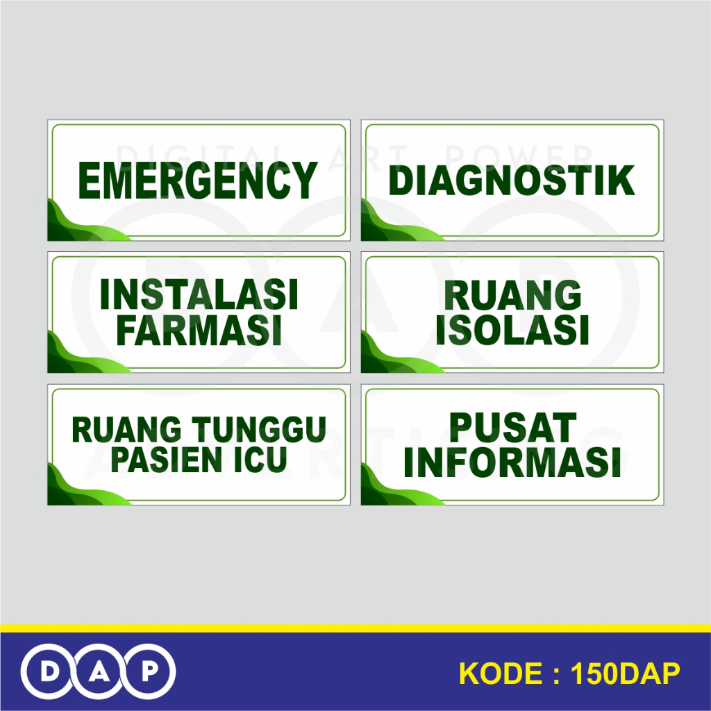 

150 - STIKER LABEL NAMA RUANGAN RUMAH SAKIT - 25 X 10 CM - VYNIL - TERBAIK