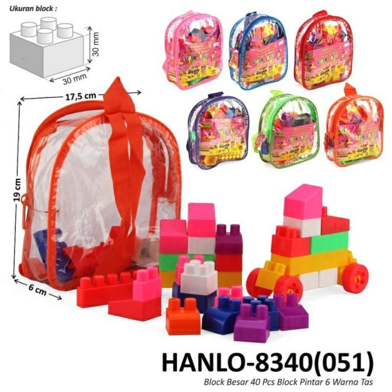 Mainan Anak Edukasi Hanlo Puzzle Block Tas 8340 8380